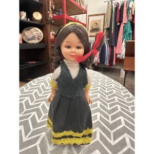 Vintage 1950s Nationality Doll with Sleepy Eyes 5.75”, Greece